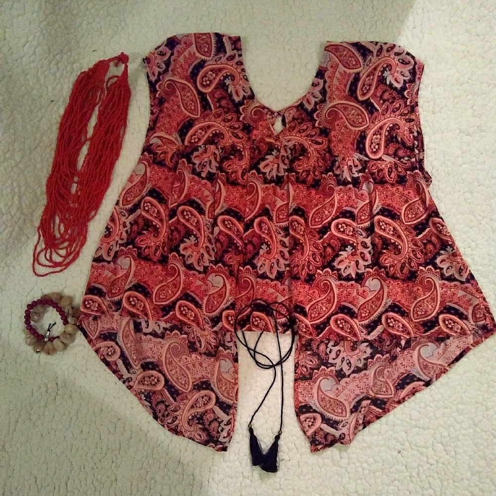 Express High-low boho cropped blouse